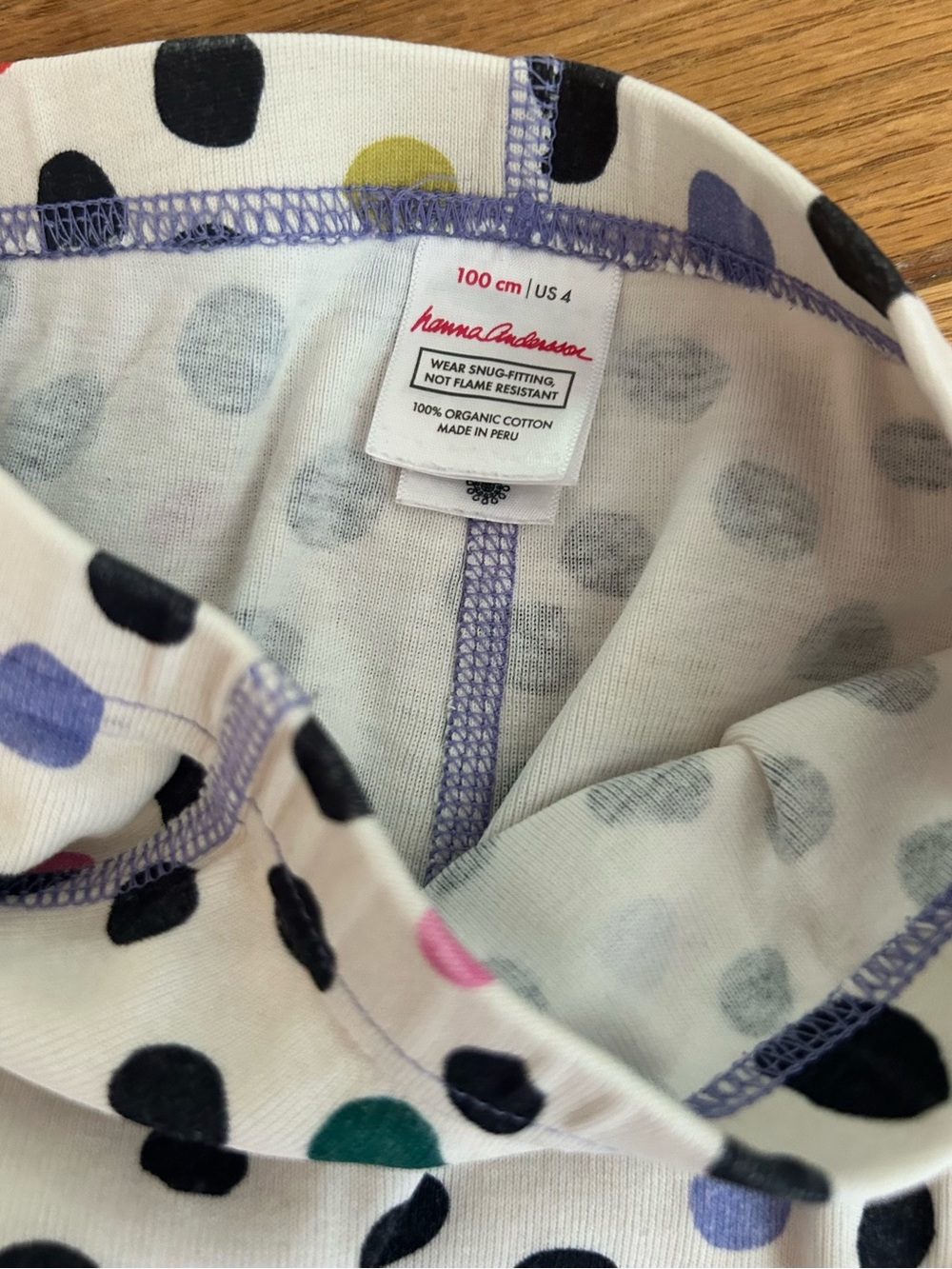 Hannah Anderson 100% organic cotton Cream & Purple Print Pajama Set US 4t - Picture 3 of 6